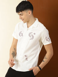 Thomas Scott Premium Conversational Printed Cuban Collar Cotton Casual Shirt