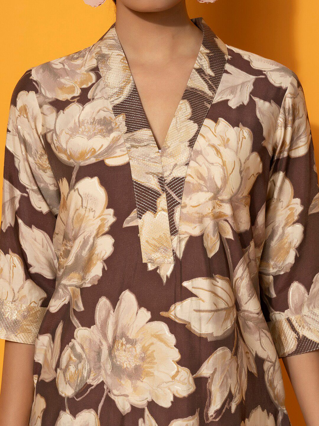 Libas Floral Printed V-Neck Tunic with Palazzo