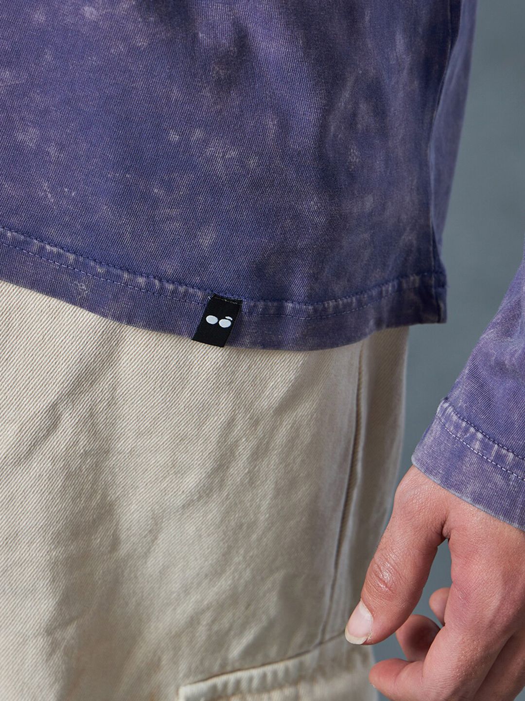 Bewakoof Acid Wash Hooded Long Sleeves Pockets Cotton Oversized T-shirt