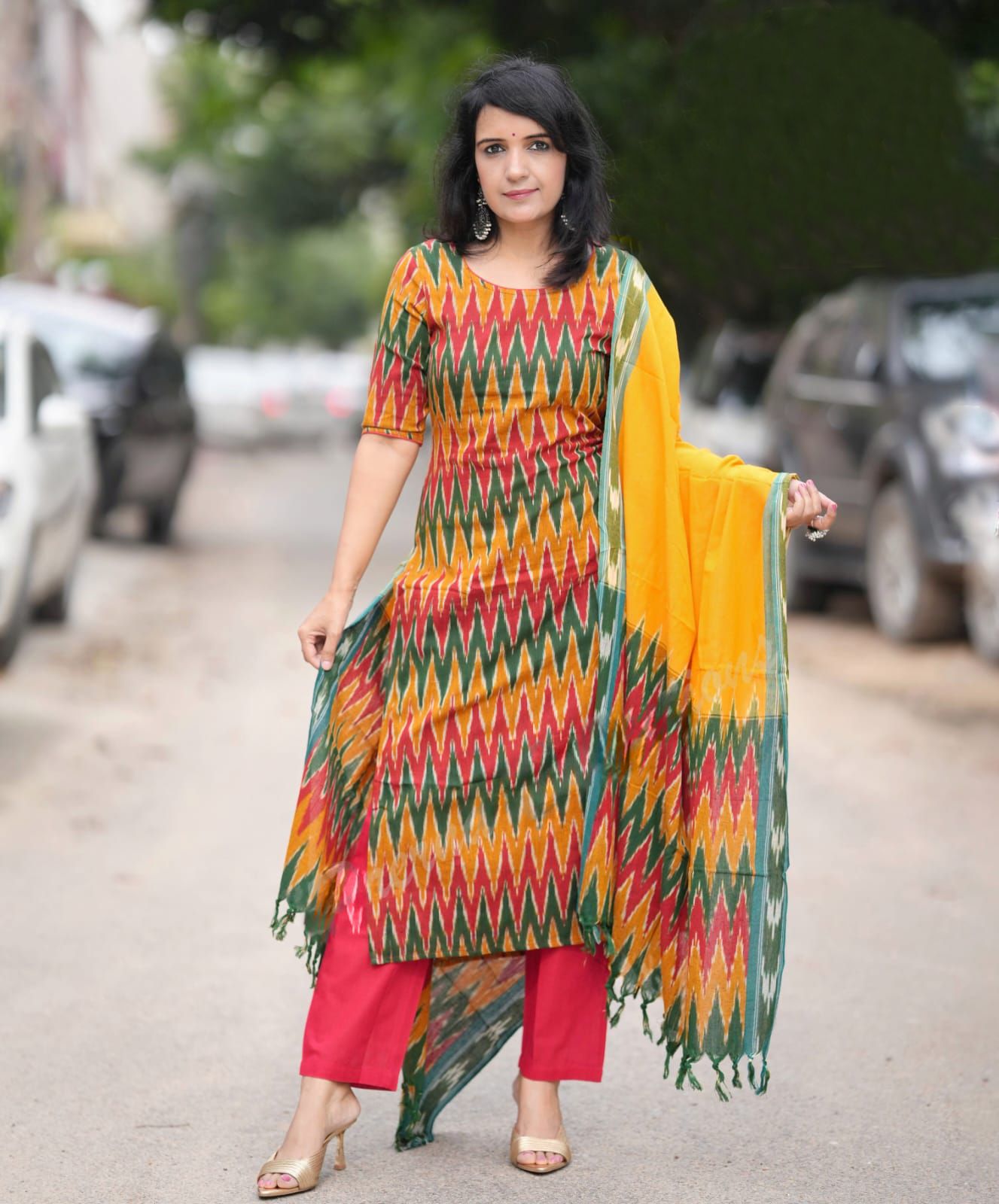 KALINI Women Ethnic Motifs Printed Regular Kurta with Trousers & With Dupatta