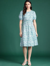 DressBerry Floral Print A-Line Midi Dress