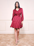 AND Women V-Neck Fit & Flare Dress With Belt