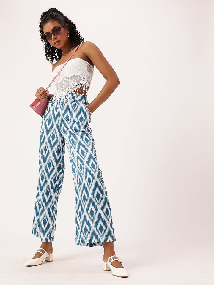 DressBerry Hippy Retro Meets Ikat Flared Wide Leg Trousers