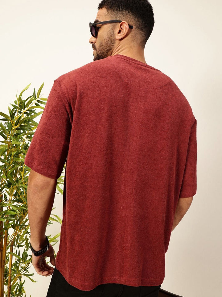 Thomas Scott Men Solid Round Neck Cotton Oversized T-shirt