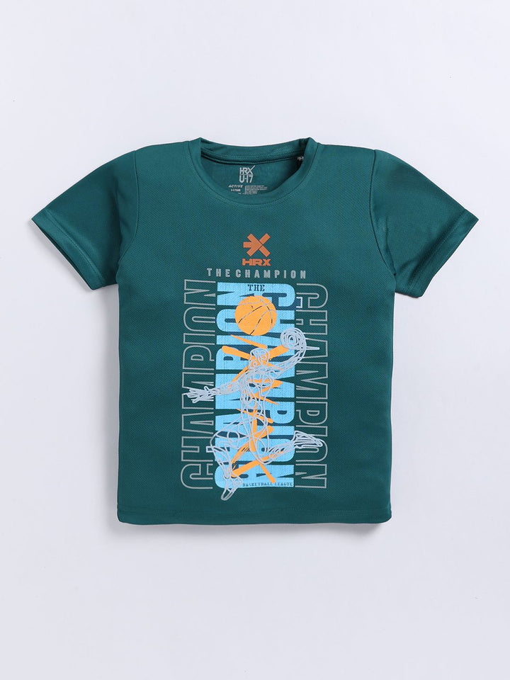 HRX by Hrithik Roshan Boys Typography Printed Dry Fit T-shirt
