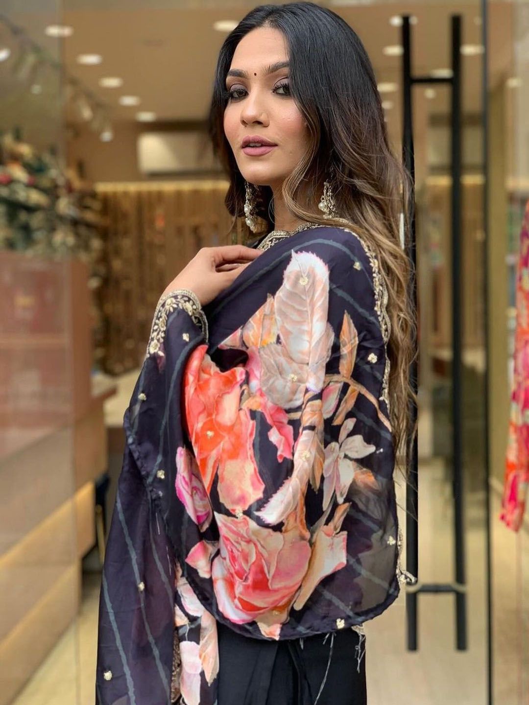 KALINI Women Floral Embroidered Regular Thread Work Kurta with Trousers & With Dupatta