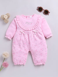 Moms Love Infant Girls Floral Print Pure Cotton Rompers With Ruffle Detail
