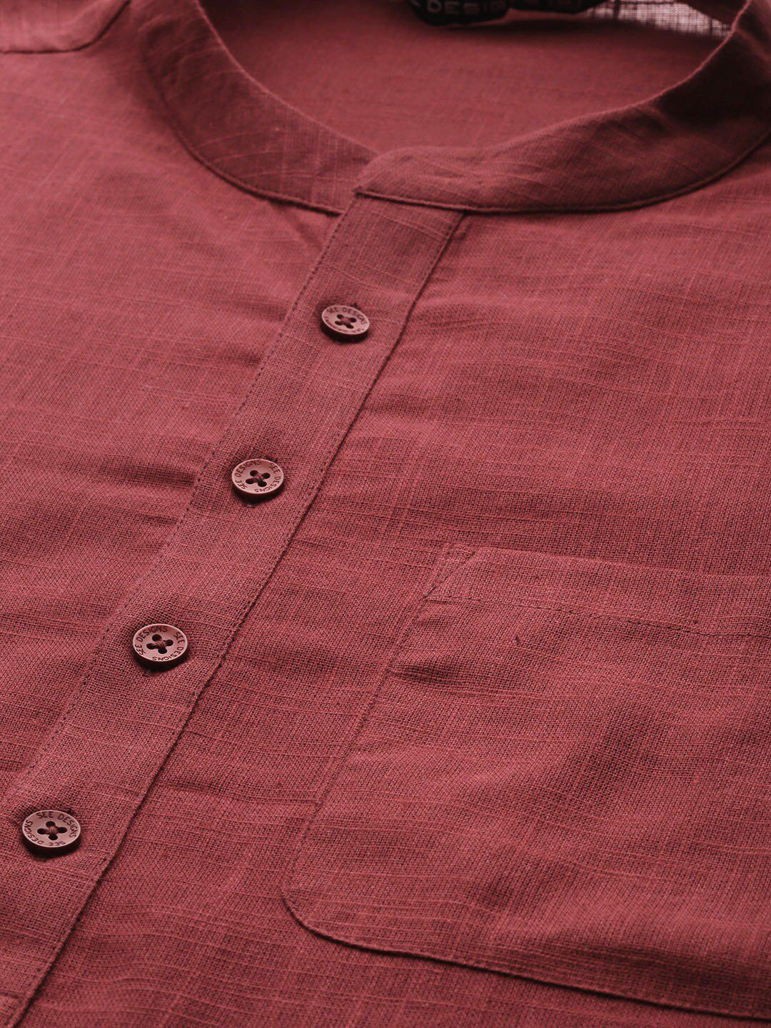 See Designs Men Maroon Thread Work Kurta