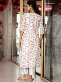 Libas Floral Printed Regular Thread Work A Line Kurta with Palazzos