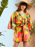SASSAFRAS Floral Printed V-Neck Playsuit
