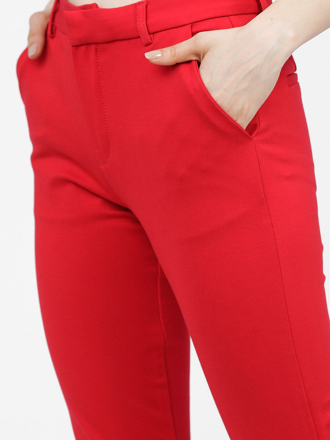 Tokyo Talkies Women Red Slim Fit Trousers