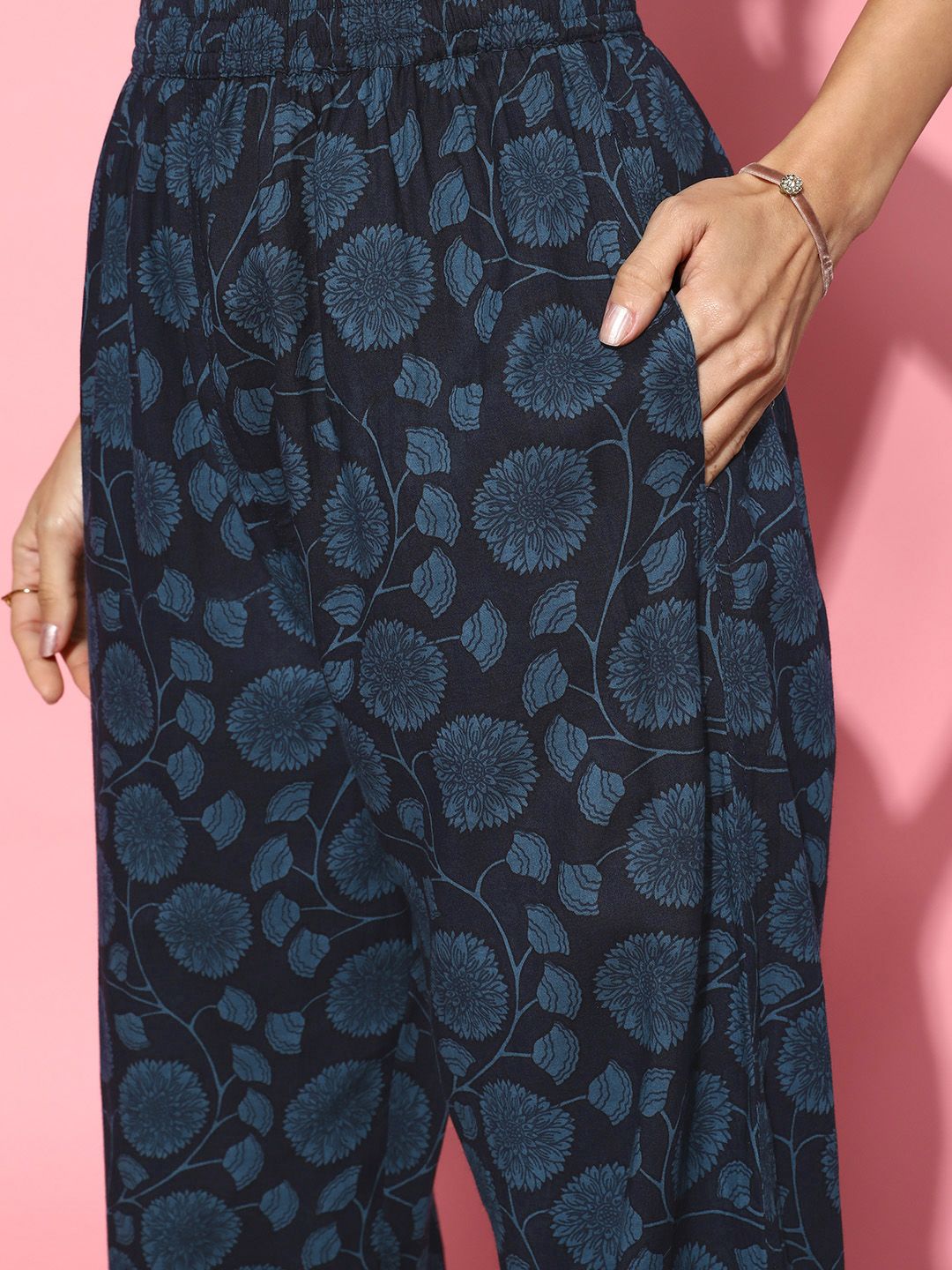 SANSKRUTIHOMES Printed Pure Cotton Tunic With Trousers