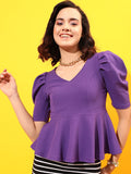 STREET 9 Puff Sleeves Peplum Top
