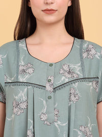 Sweet Dreams Round Neck Printed Maxi Nightdress