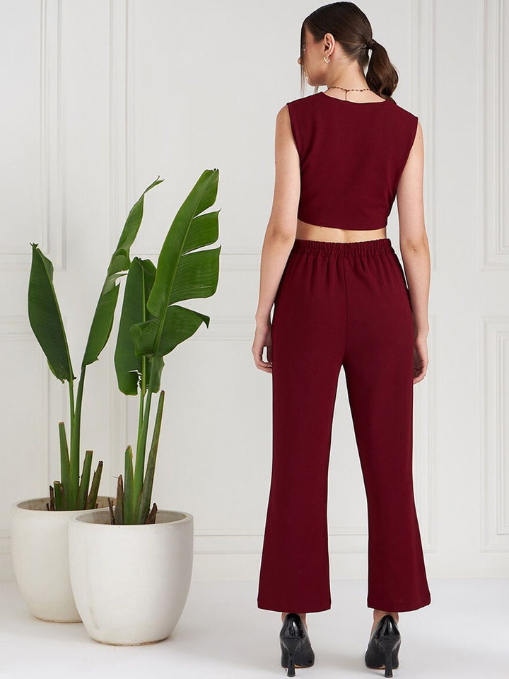 Athena V-Neck Crop Top With Trousers Co-Ords