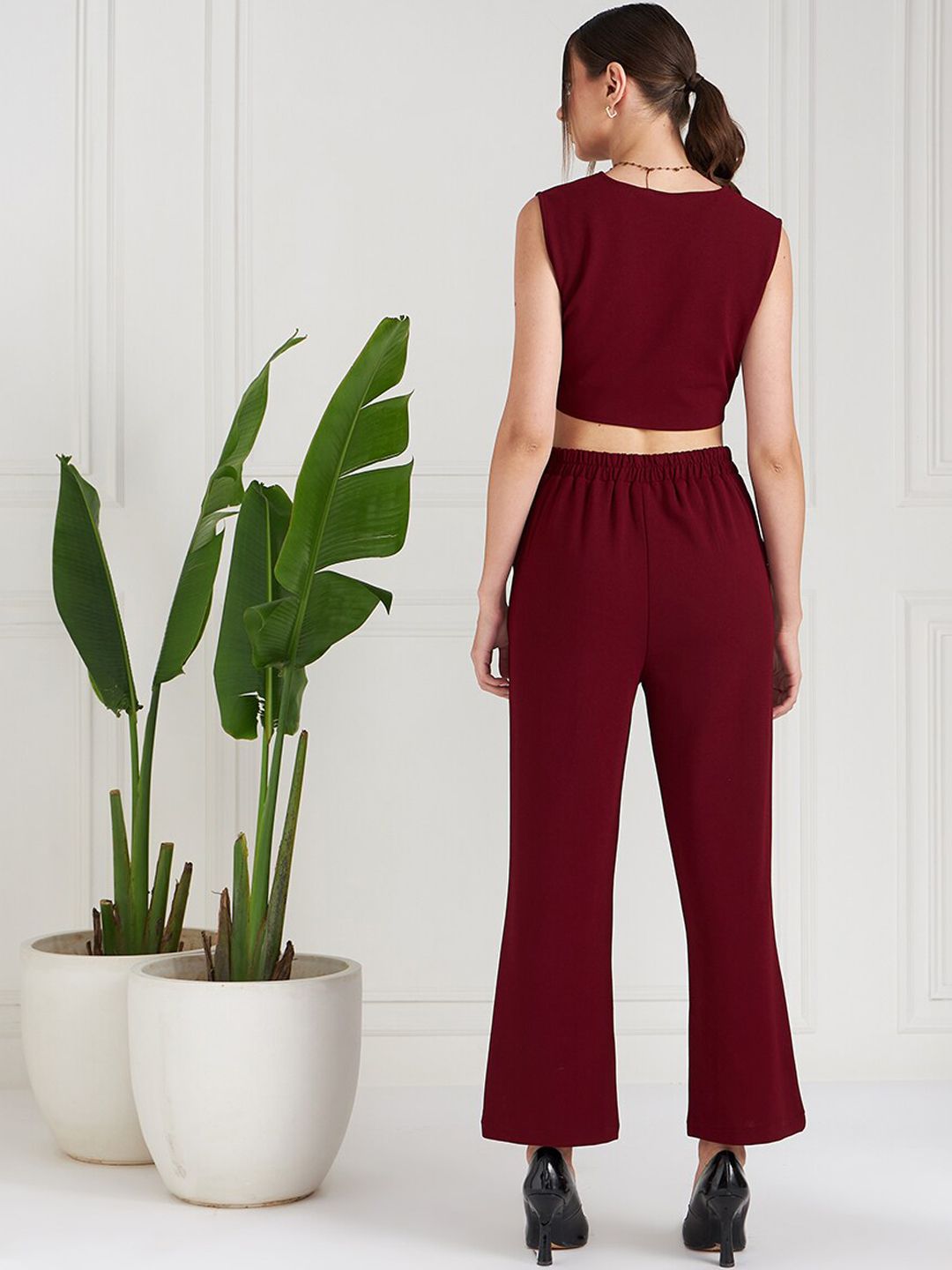 Athena V-Neck Crop Top With Trousers Co-Ords