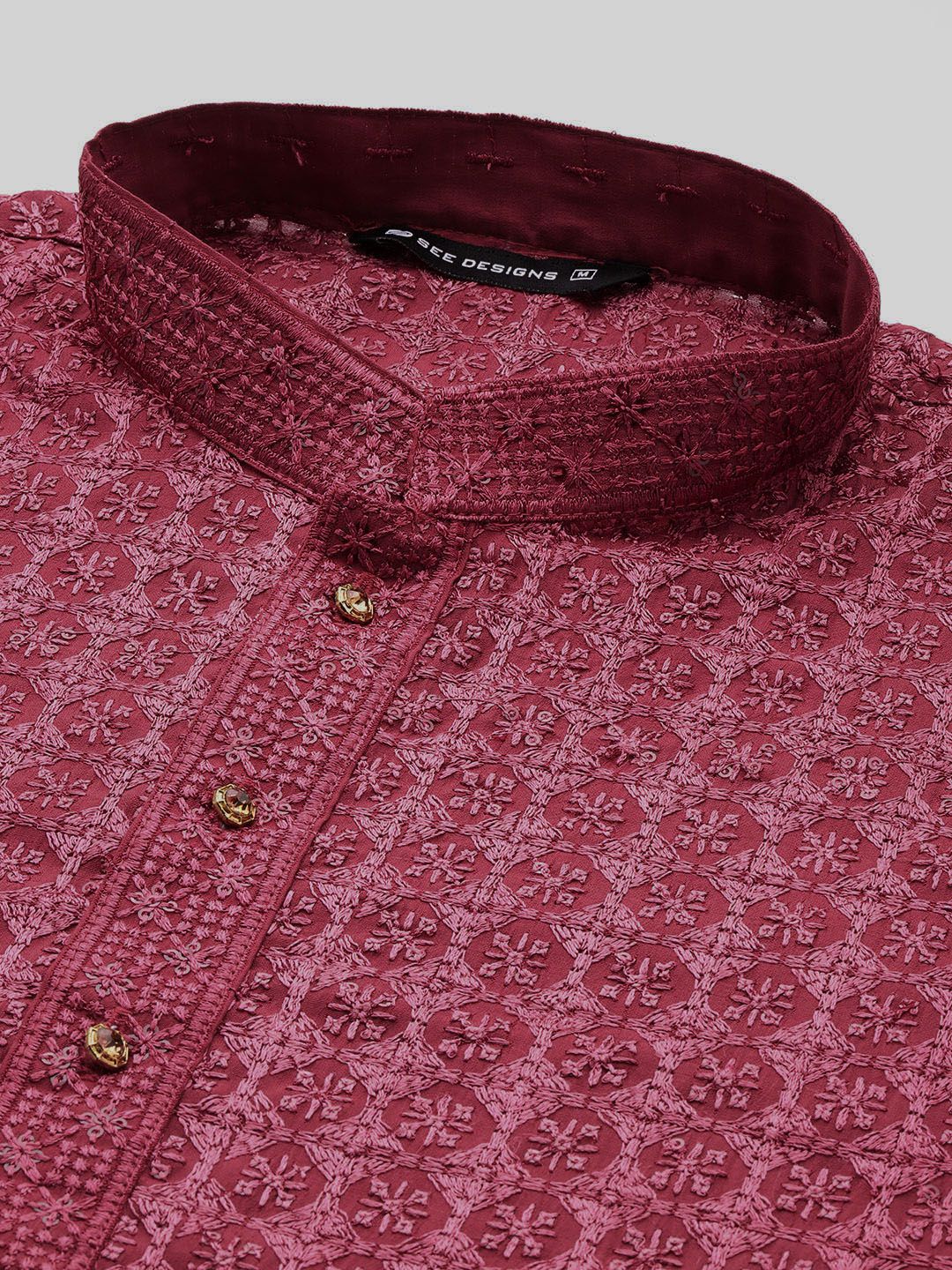 See Designs Men Embroidered Sequinned Kurta with Pyjamas