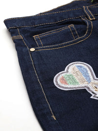 DressBerry Women Embellished Mom Fit Jeans