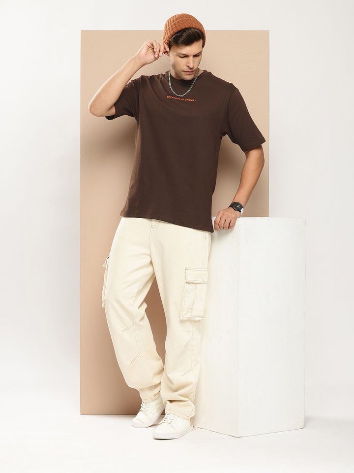 Difference of Opinion Men Typography Printed Pure Cotton Oversized T-shirt