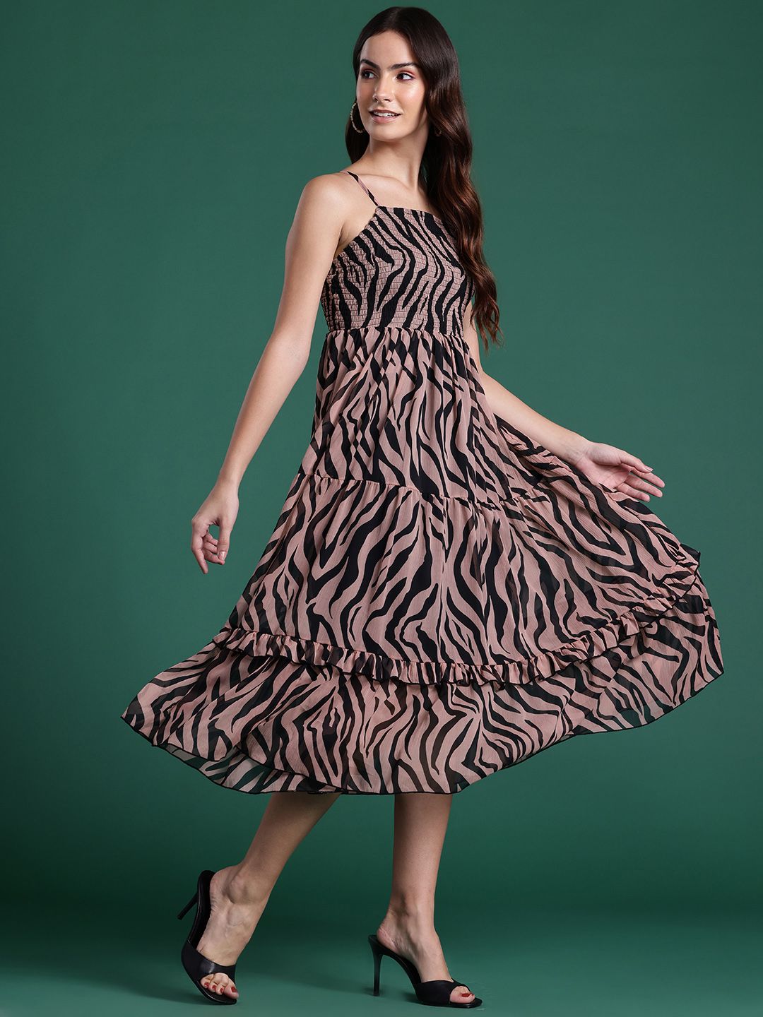 DressBerry Animal Print A-Line Midi Dress