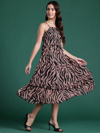 DressBerry Animal Print A-Line Midi Dress