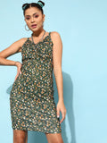 STREET 9 Women Olive Floral Dress