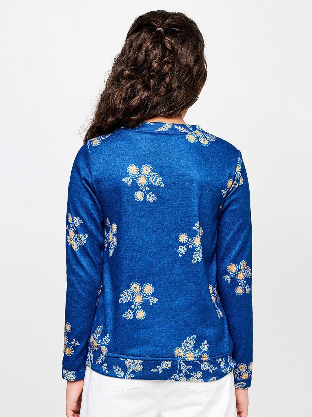 Global Desi Blue Floral Print Top