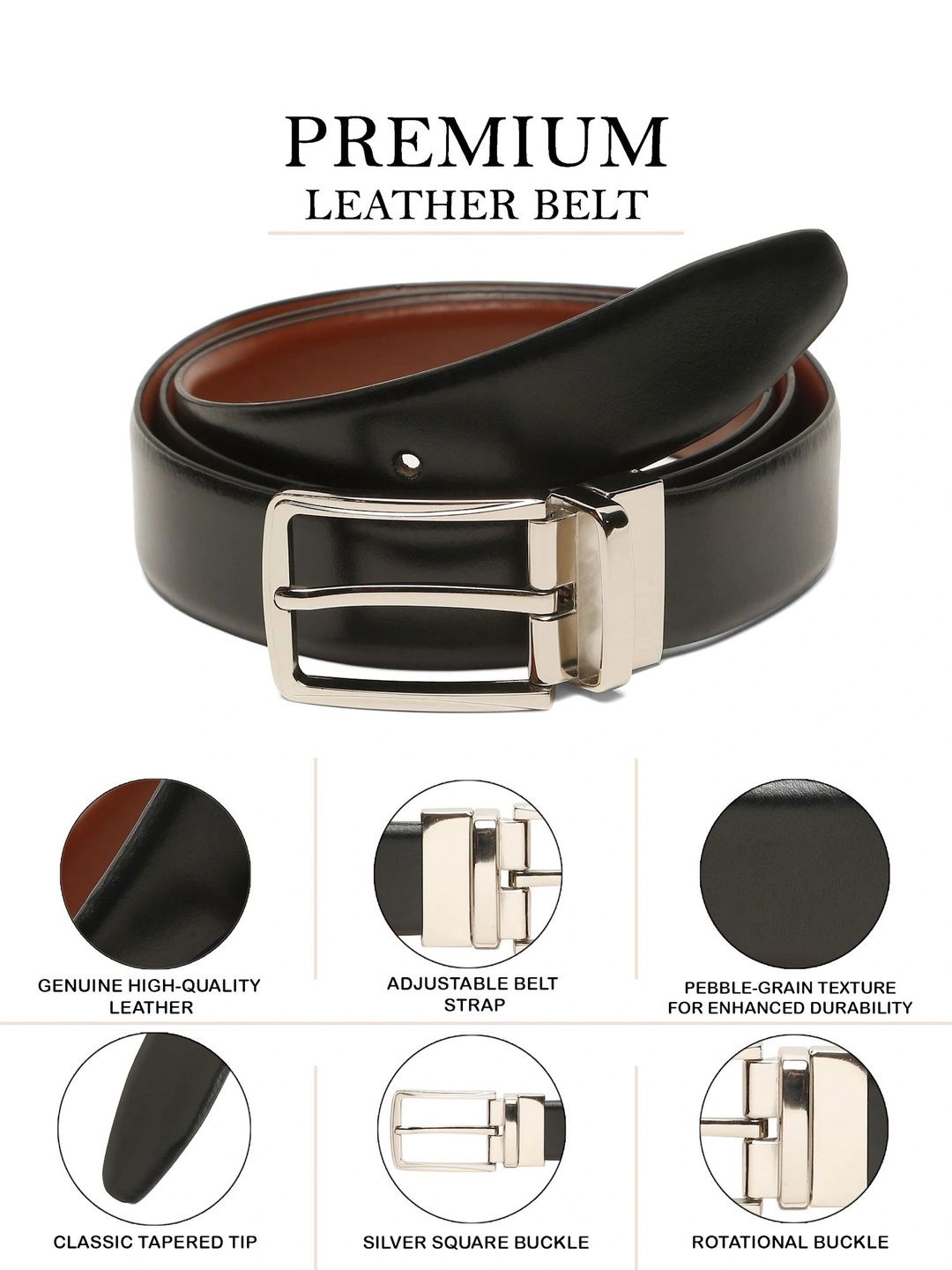 Teakwood Leathers Men Leather Reversible Formal Belt
