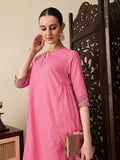 House of Pataudi Striped Keyhole Neck Sequinned A-Line Jashn Kurta
