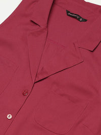 DressBerry Women Fuchsia Regular Fit Solid Casual Shirt