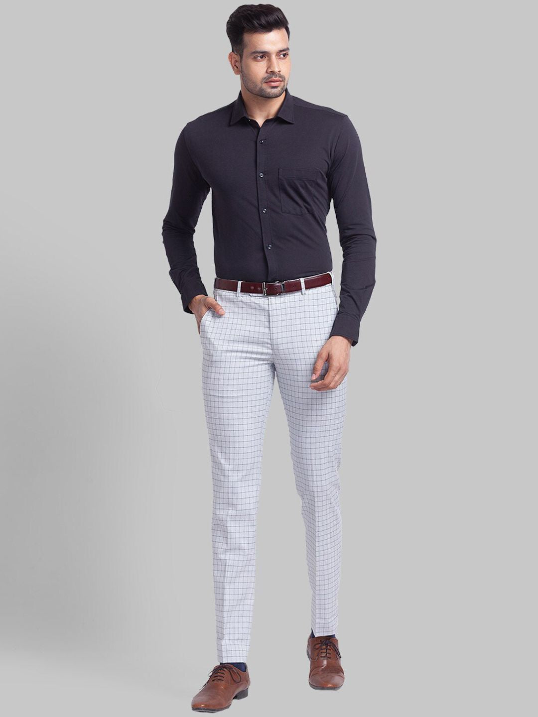 Park Avenue Men Checked Formal Trousers