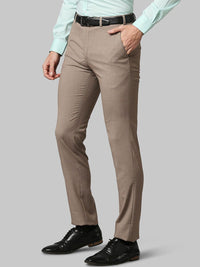 Raymond Men Brown Solid Slim Fit Formal Trousers