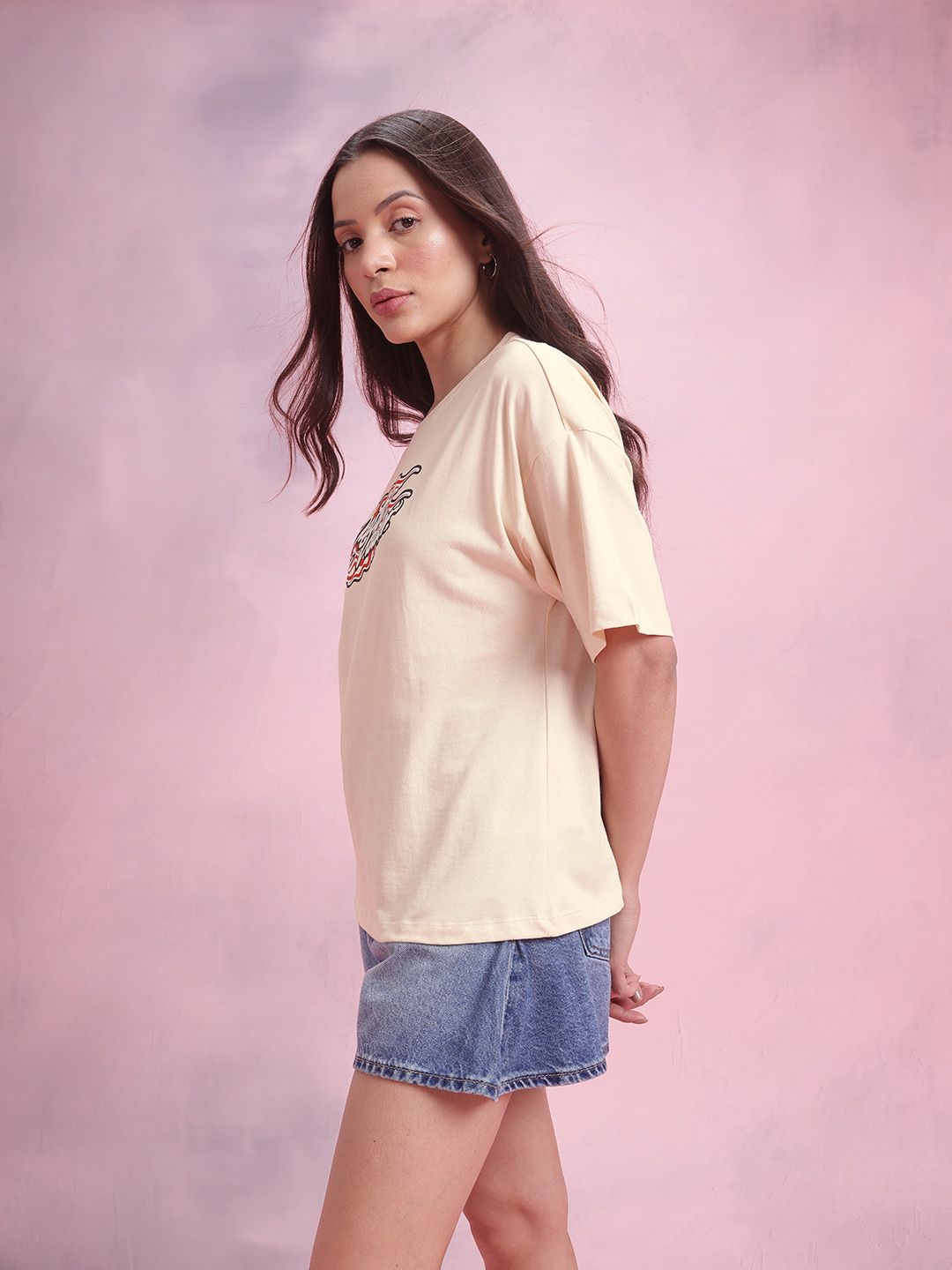 DressBerry Darth Vader Print Drop-Shoulder Sleeves Pure Cotton Relaxed T-shirt