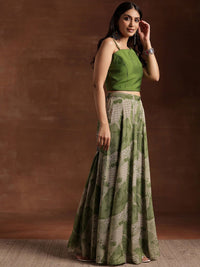 Libas Floral Printed One Shoulder Sleeveless Tunic & Palazzo With Slip