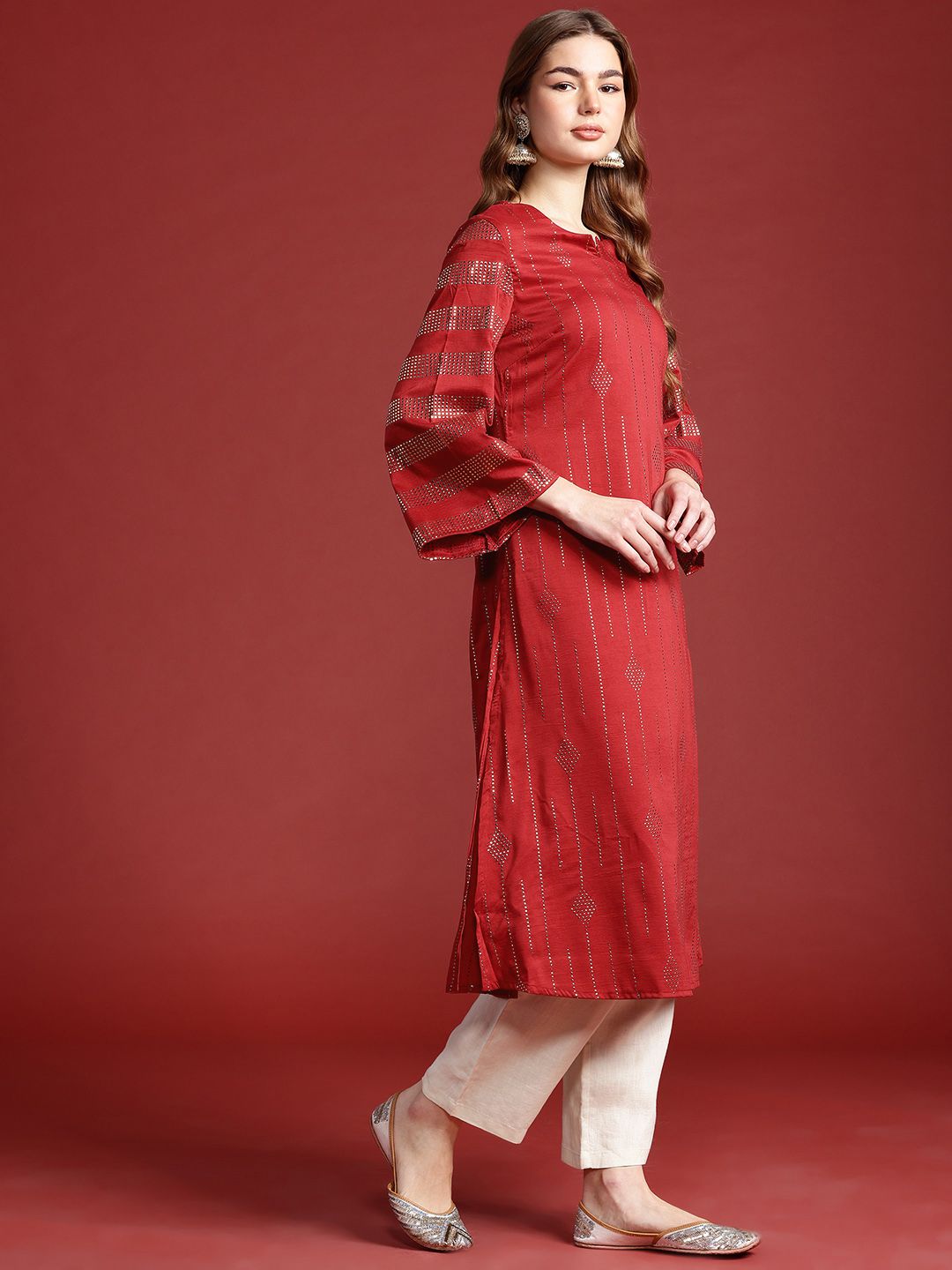 Anouk Tyohaar Collection Embellished Flared Sleeves Kurta