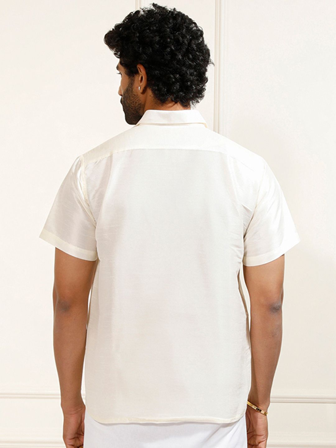 VASTRAMAY Premium Spread Collar Silk Shirt