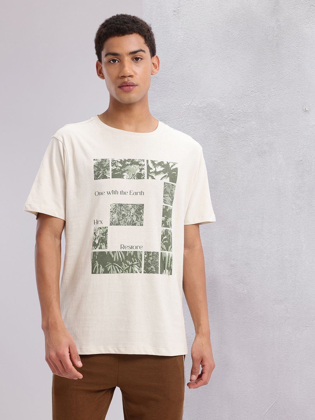 HRX by Hrithik Roshan Men Printed Pure Cotton Yoga T-shirt