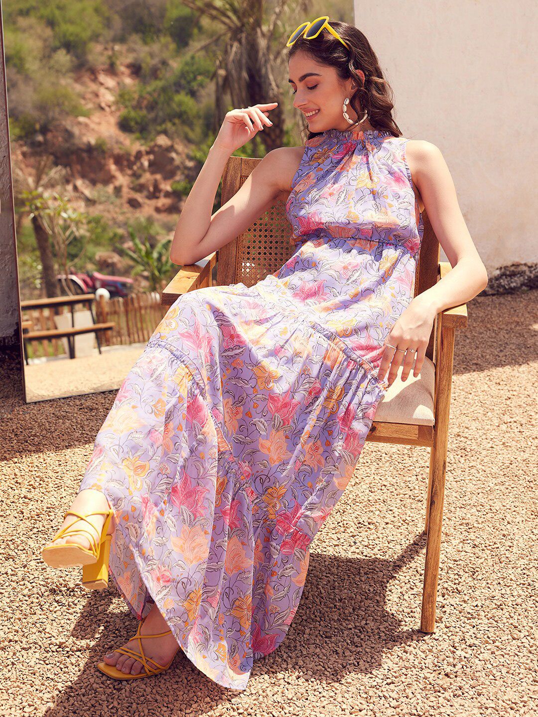 STREET 9 Lavender & Pink Floral Printed Maxi Dress
