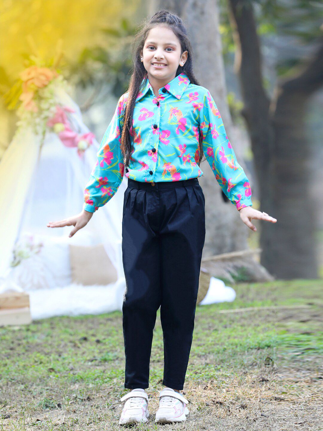 Cutiekins Girls Floral Printed Top with Trousers