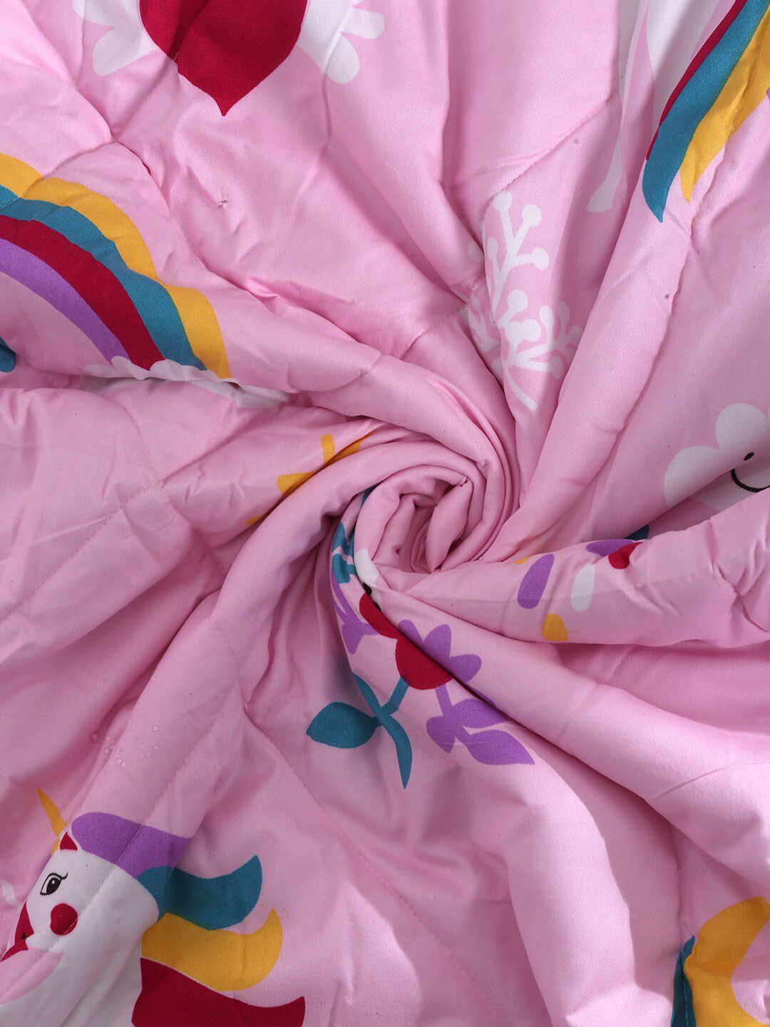 HOSTA HOMES Pink & Red Heavy Winter 210 GSM Cotton Single Bed Comforter