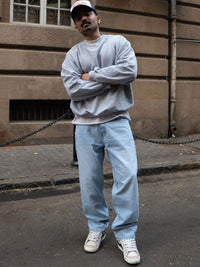 Powerlook Men Relaxed Fit Light Blue Mildly Distressed Light Fade Cotton Jeans