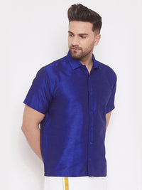VASTRAMAY Premium Spread Collar Silk Shirt