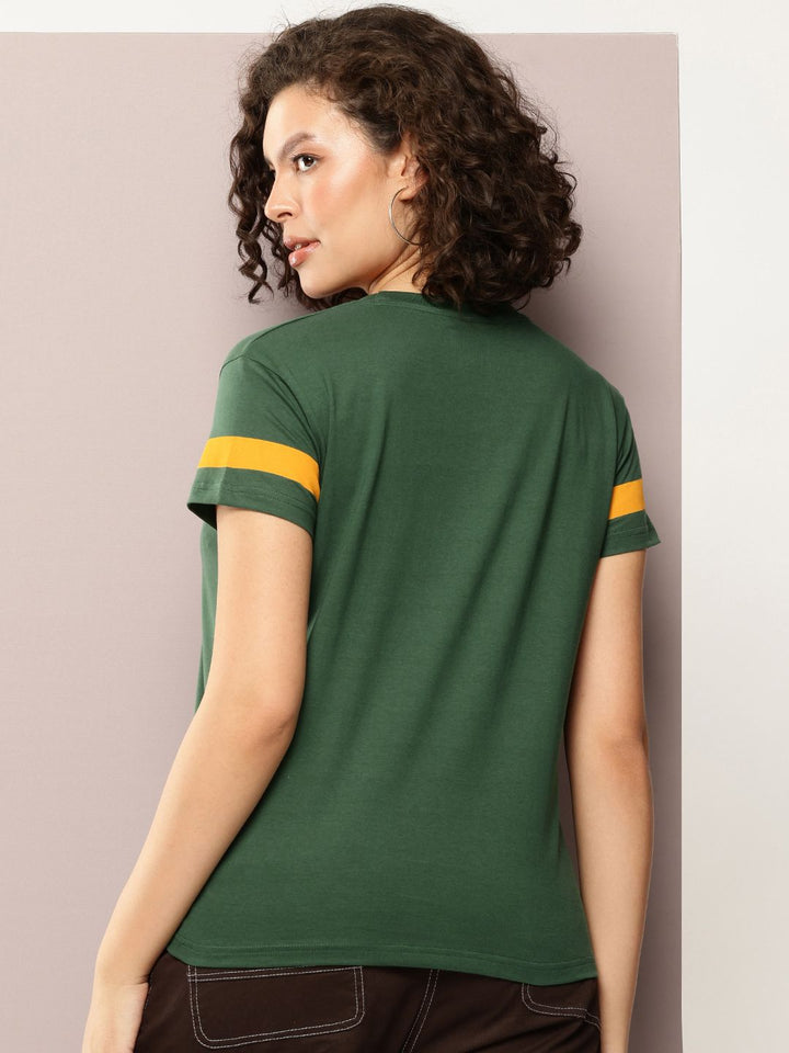 DILLINGER Women Boxy Regular Embroidery Crew Neck Tshirt