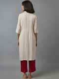 W Women White Ethnic Motifs Embroidered Flared Sleeves Kurta