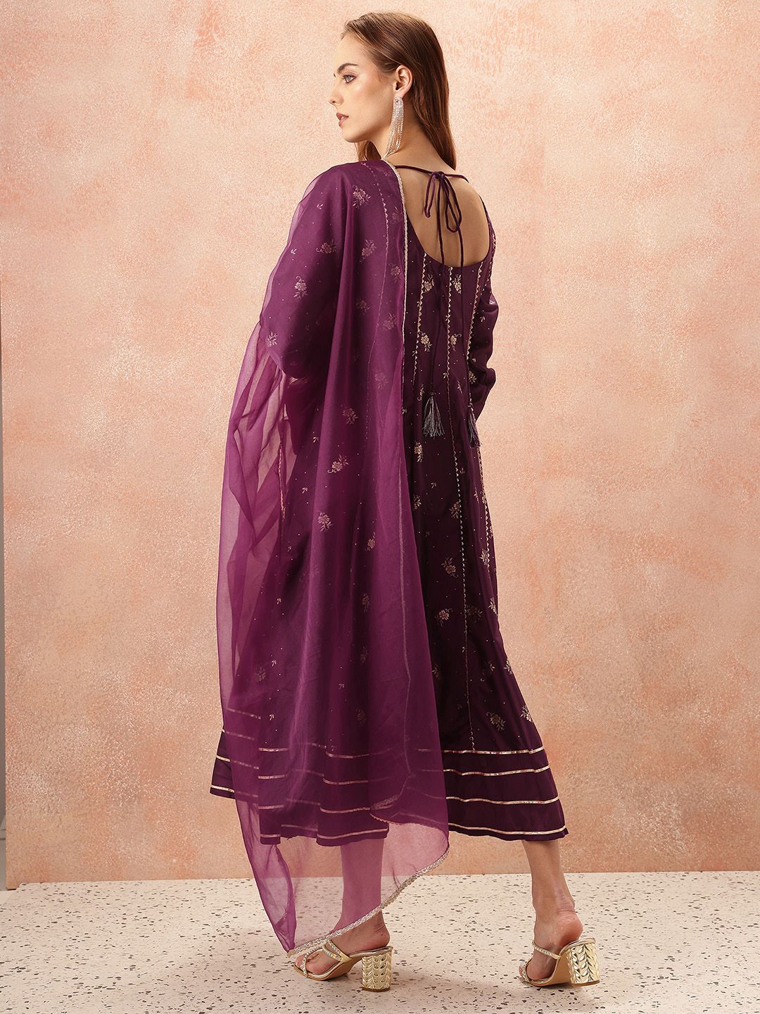 all about you Thread Work & Sequinned Yoke Design Empire Ethnic Dress