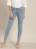 all about you Women Blue Skinny Fit Mid-Rise Clean Look Stretchable Cropped Jeans