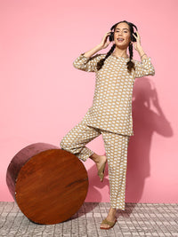 SANSKRUTIHOMES Printed Pure Cotton Tunic With Trousers