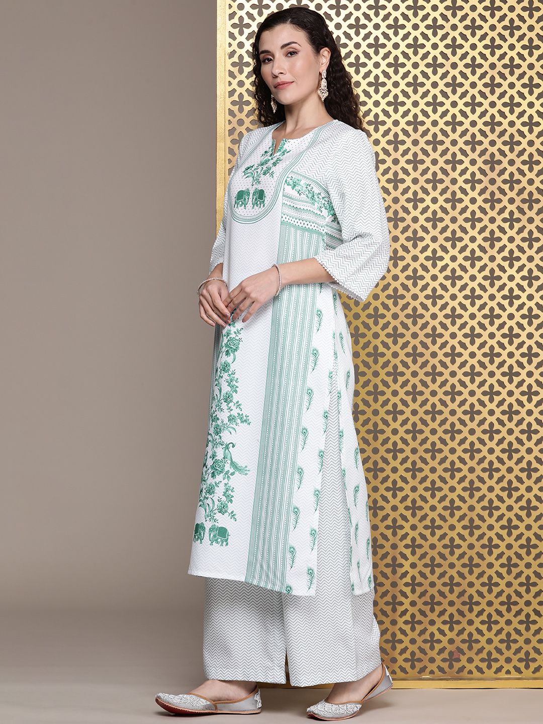 House of Pataudi Women Jashn Ethnic Motifs Printed Kurta with Palazzos & Dupatta