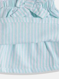 Moms Love Infant Girls Striped Pure Cotton Dress with Bow Detail