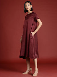 all about you Satin Finish Flared Hem A-Line Midi Dress
